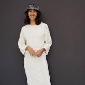 NWT ANTHROPOLOGIE Ivory Current Air Hayden Cable Knit Sweater Midi Dress SIZE S